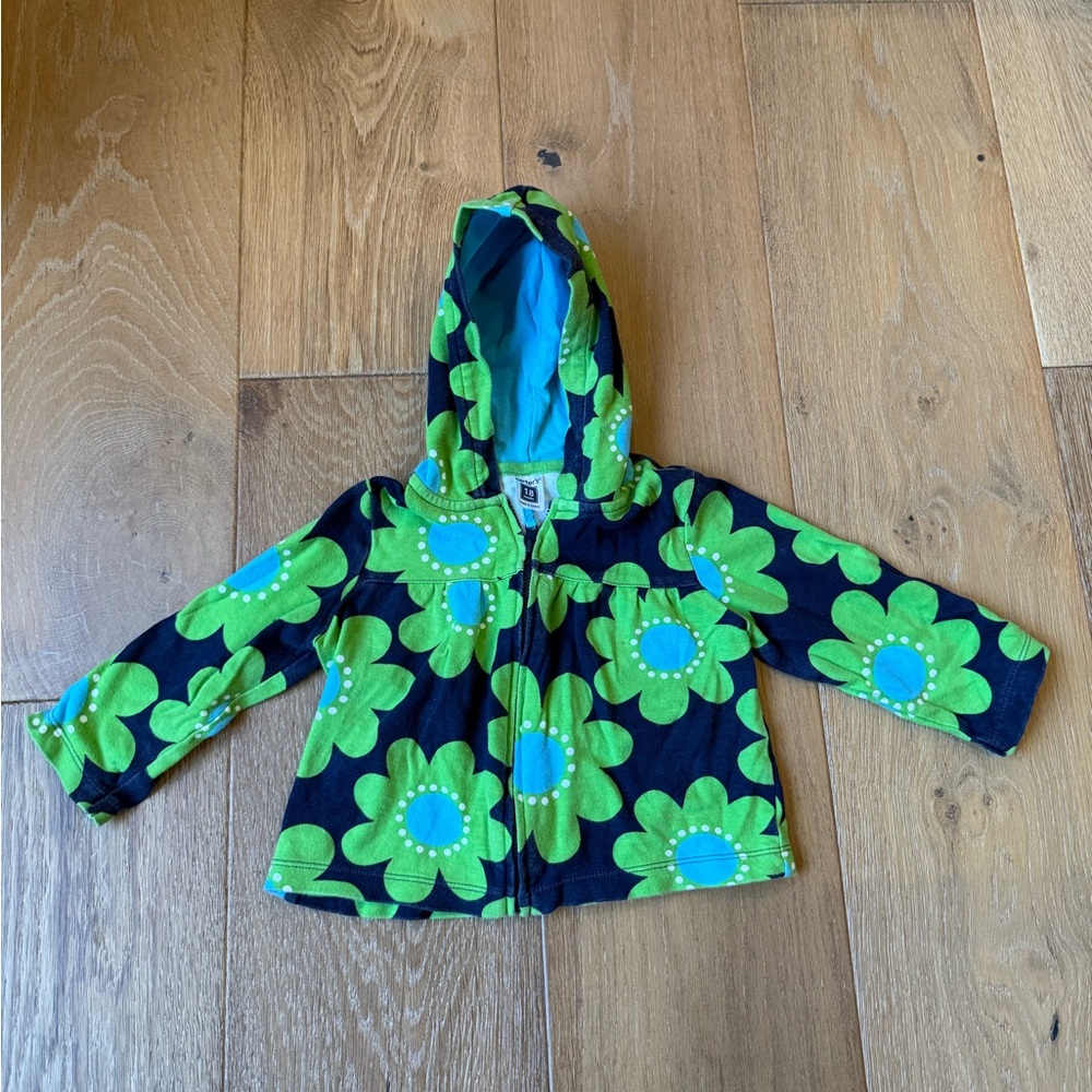 Carter’s toddler girls zip up hoodie size 18 months blue and green